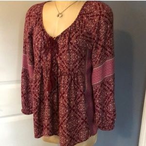 American Eagle Boho Tunic Blouse Sz S